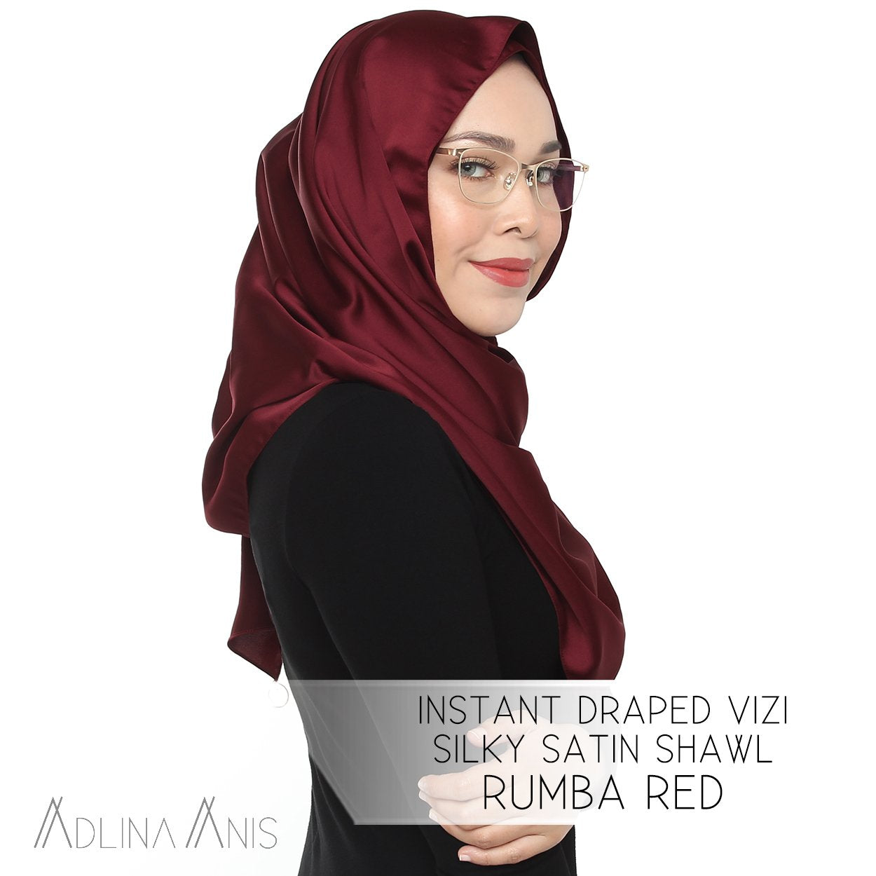 Instant Draped VIZI Silky Satin Shawl - Rumba Red - vizi - Adlina Anis - Third Culture Boutique