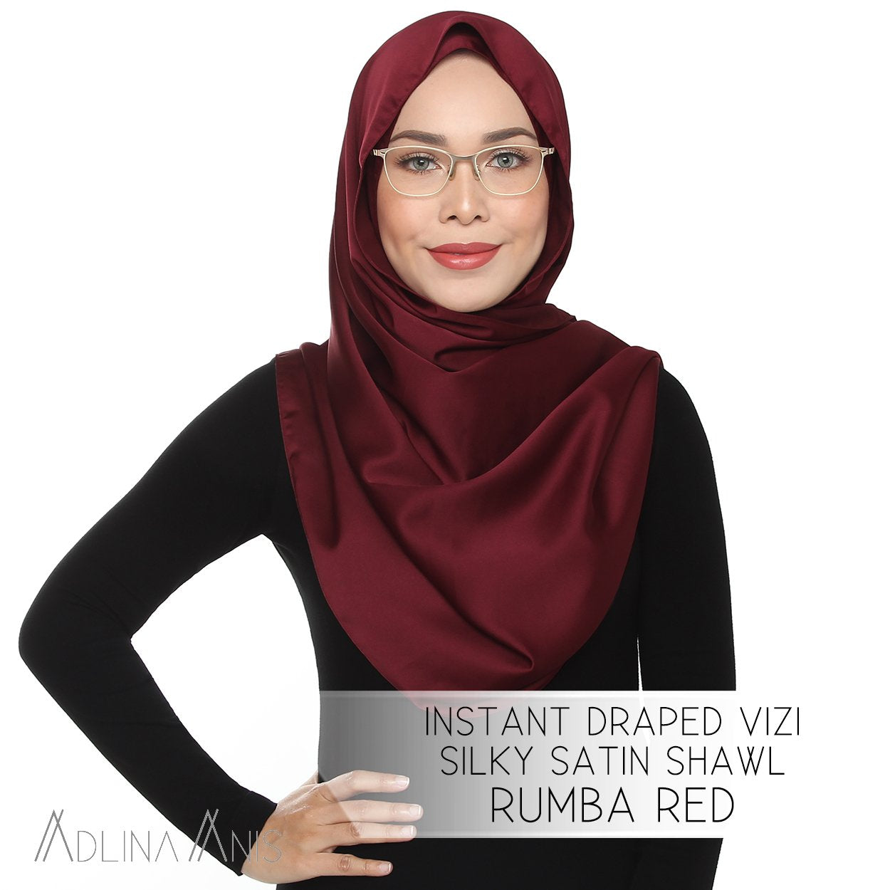Instant Draped VIZI Silky Satin Shawl - Rumba Red - vizi - Adlina Anis - Third Culture Boutique
