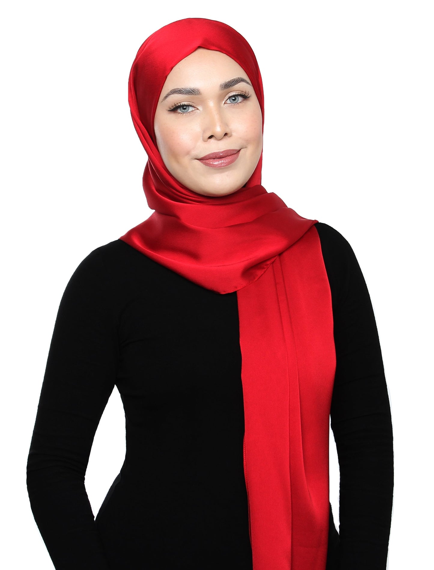 Lux Square Satin Crepe Shawl - Scarlet - Third Culture Boutique