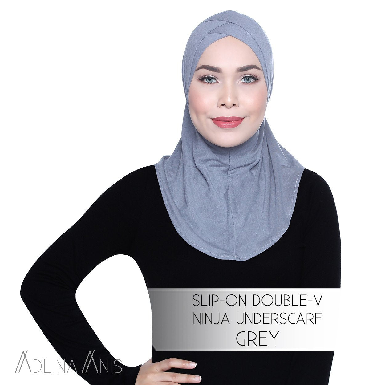 Slip-On Double-V Ninja Underscarf - Grey - underscarves - Adlina Anis - Third Culture Boutique