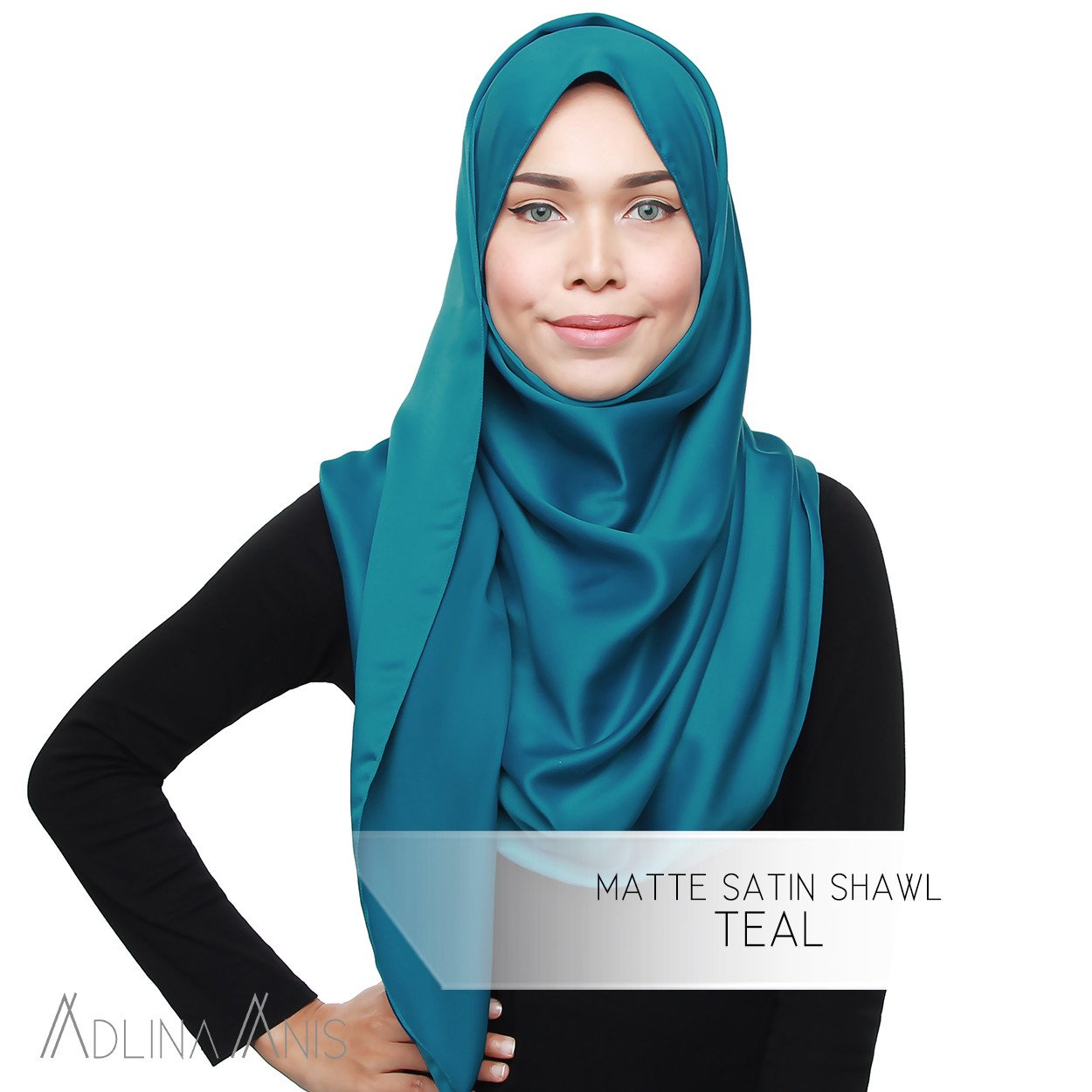 Matte Satin Shawl - Teal - Satin - Adlina Anis - Third Culture Boutique