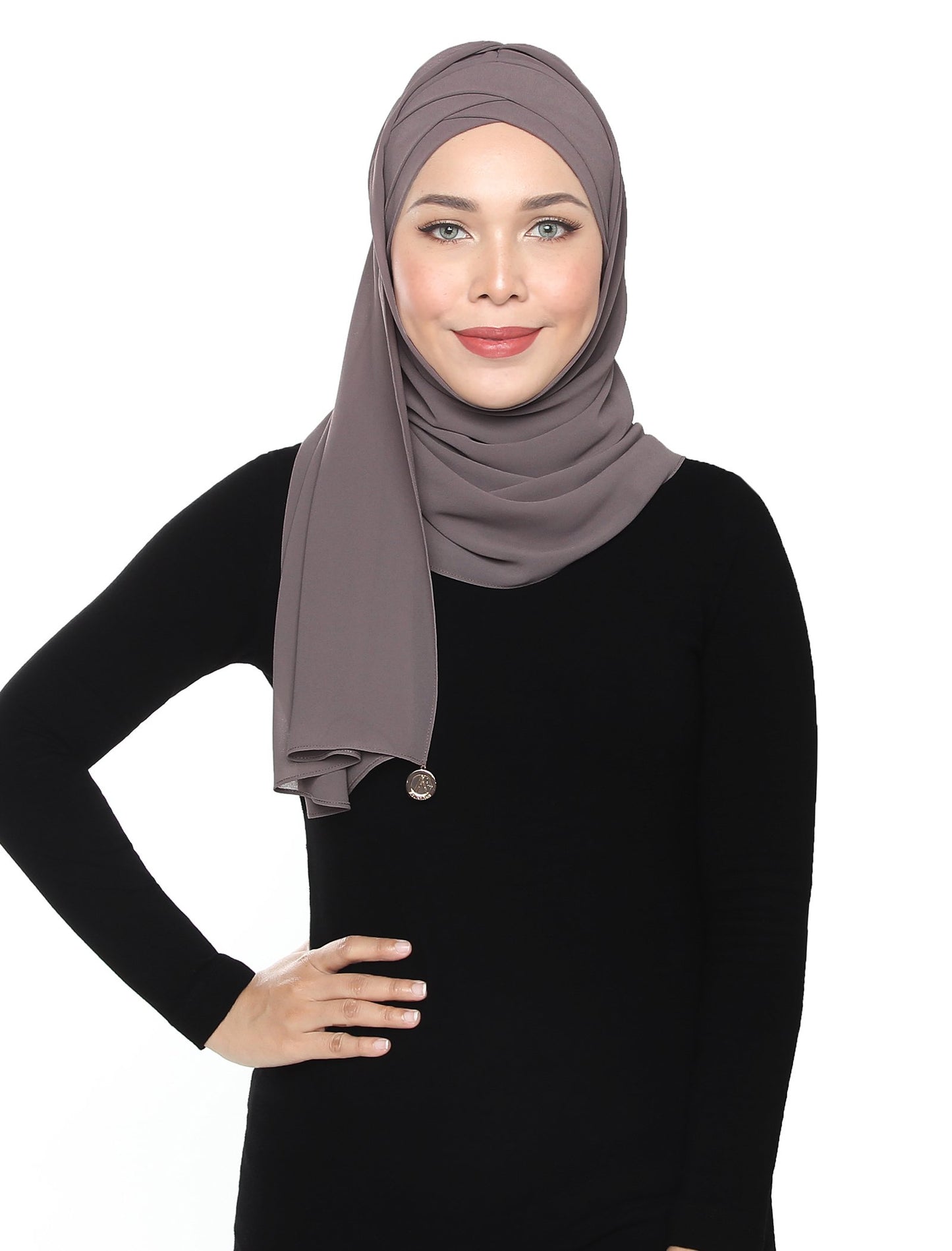 Lux Turban Chiffon Shawl - Thistle Grey - Third Culture Boutique