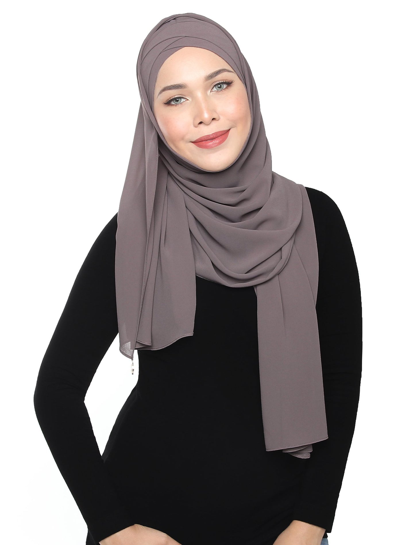 Lux Turban Chiffon Shawl - Thistle Grey - Third Culture Boutique