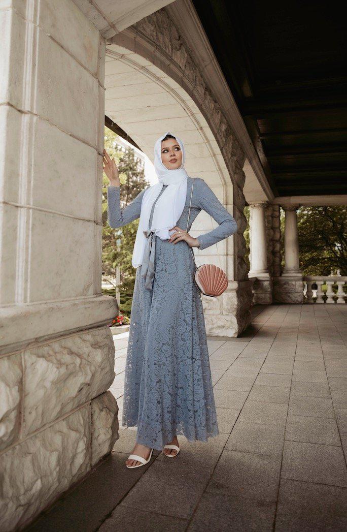 PRE-ORDER: Venetian Maxi Gown - Ocean Gray - Dresses - Niswa Fashion - Third Culture Boutique