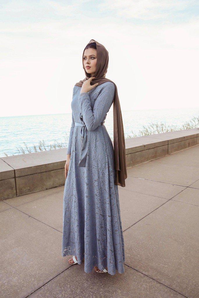 PRE-ORDER: Venetian Maxi Gown - Ocean Gray - Dresses - Niswa Fashion - Third Culture Boutique