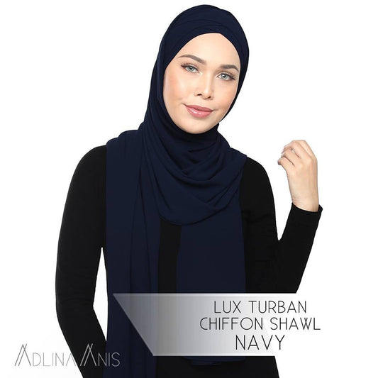 Lux Turban Chiffon Shawl - Navy - Lux Turban - Adlina Anis - Third Culture Boutique