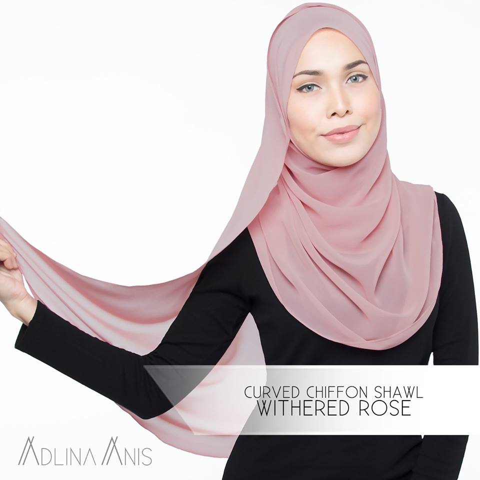 Curved Chiffon Shawl - Withered Rose - Premium Chiffon - Adlina Anis - Third Culture Boutique