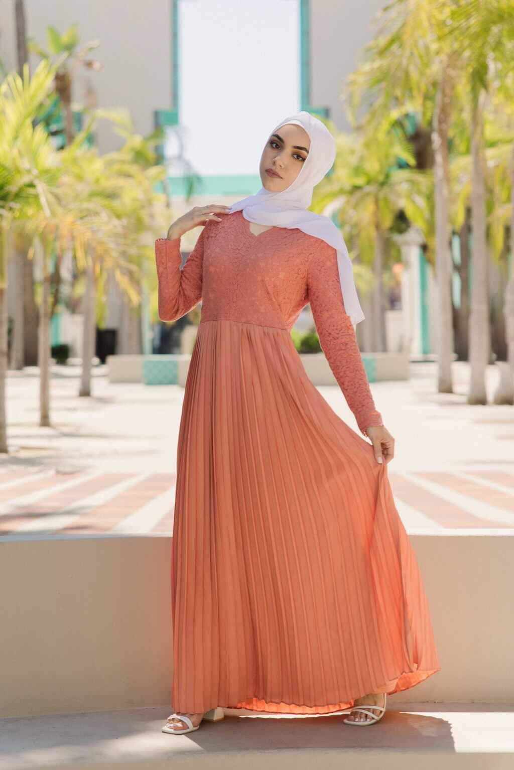 Raina Lace Maxi Dress - Coral