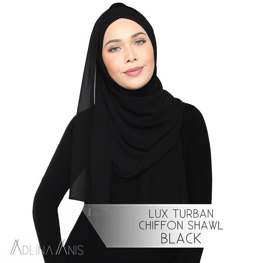 Lux Turban Chiffon Shawl - Black - Lux Turban - Adlina Anis - Third Culture Boutique