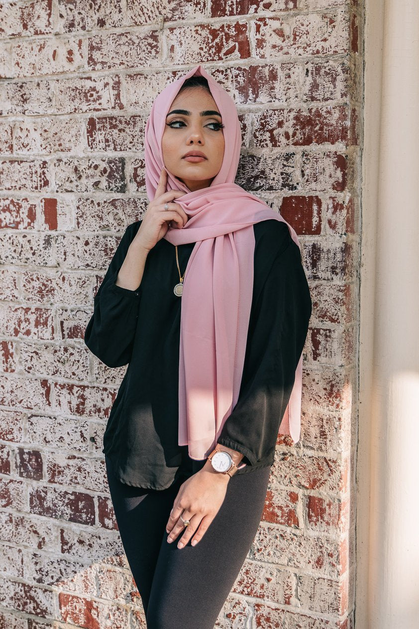 Niswa Fashion - Chiffon Scarf - PETAL PINK - Basic Chiffon - Niswa Fashion - Third Culture Boutique