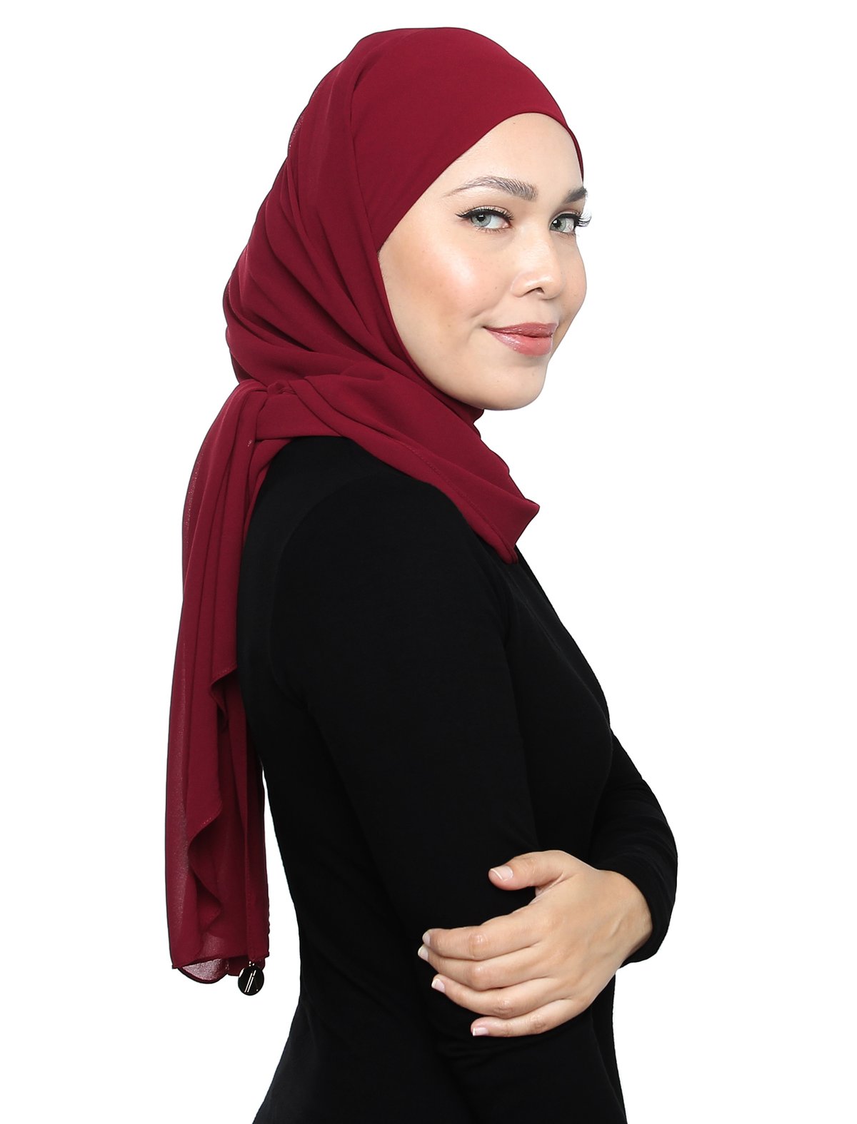 Lux Square Chiffon Shawl - Red Plum - Third Culture Boutique