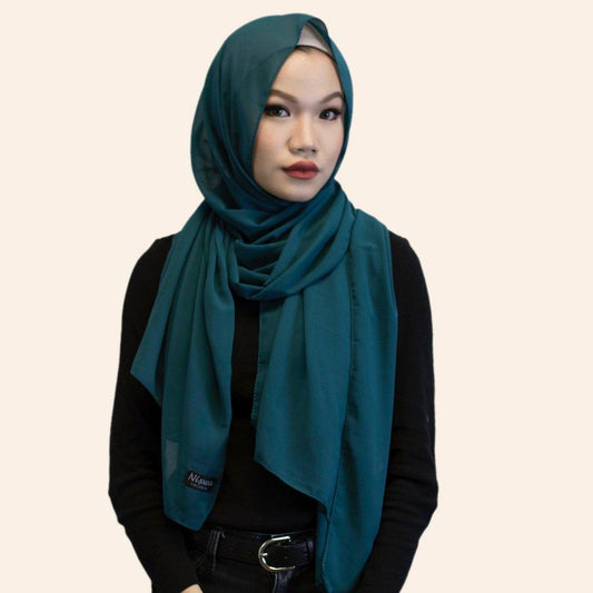 Niswa Fashion - Chiffon Scarf - TEAL - Basic Chiffon - Niswa Fashion - Third Culture Boutique