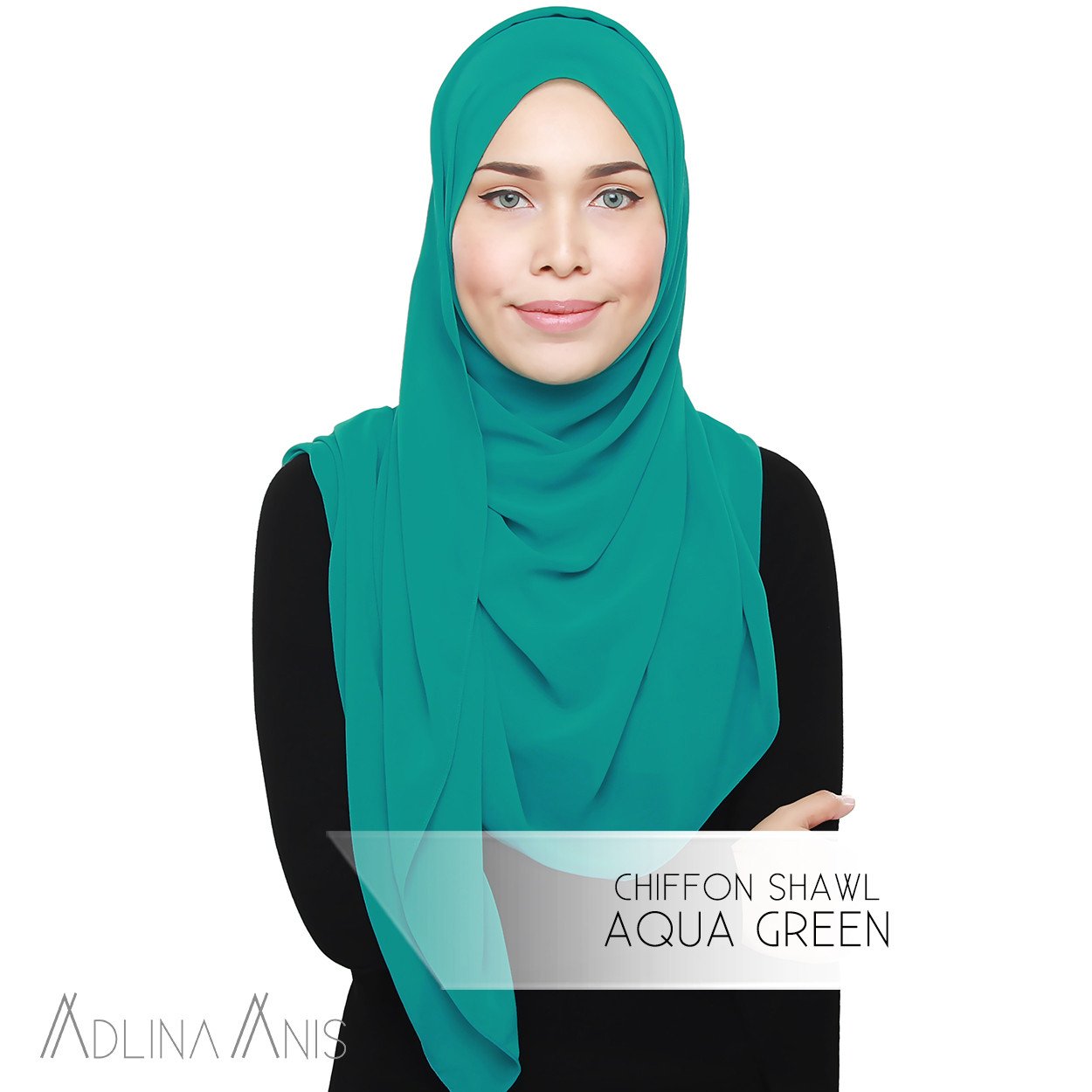 Chiffon Shawl - Aqua Green - Premium Chiffon - Adlina Anis - Third Culture Boutique