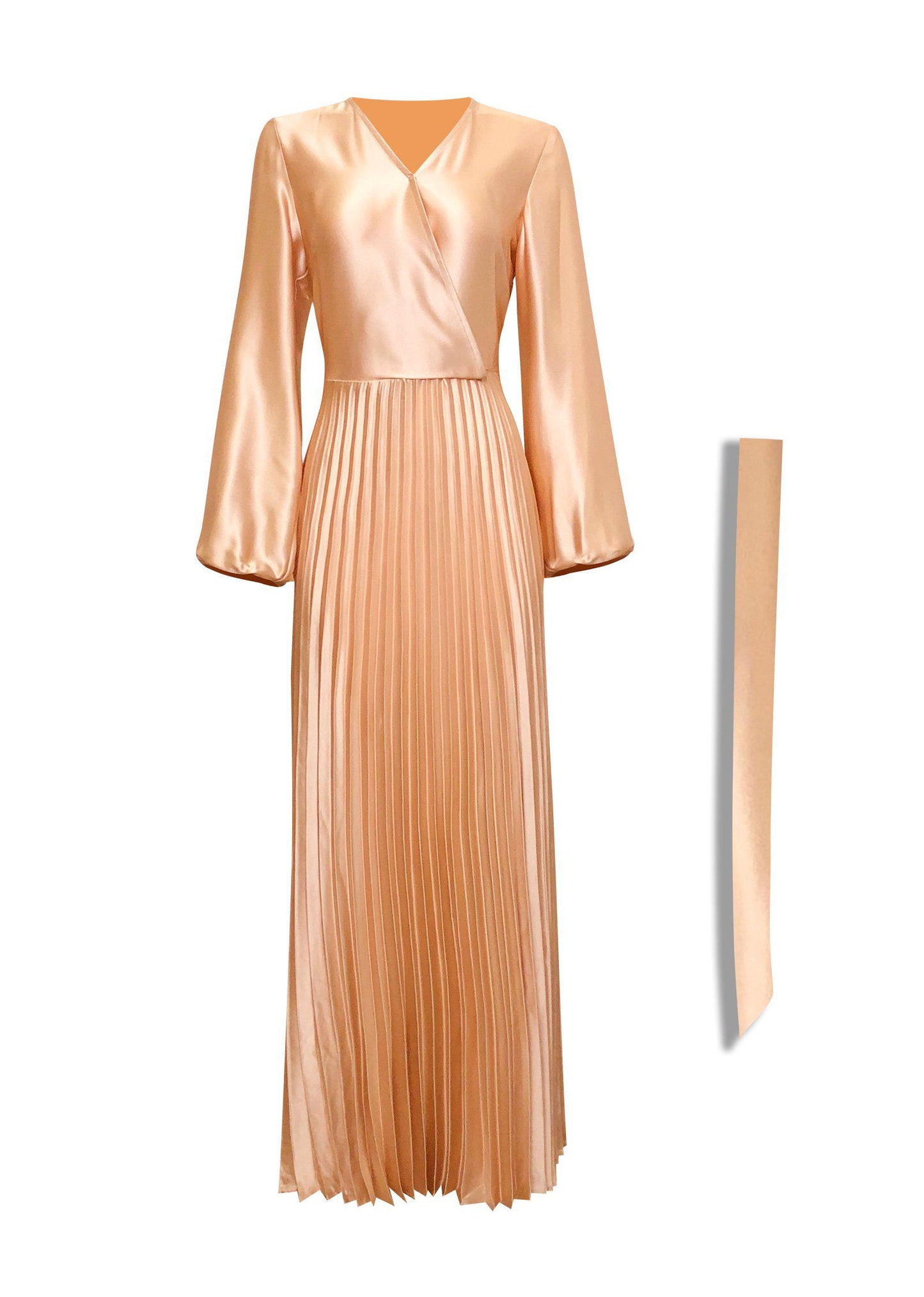 PRE-ORDER: Ayla Pleated Satin Gown - Sunlight Gold - Dresses - Niswa Fashion - Third Culture Boutique
