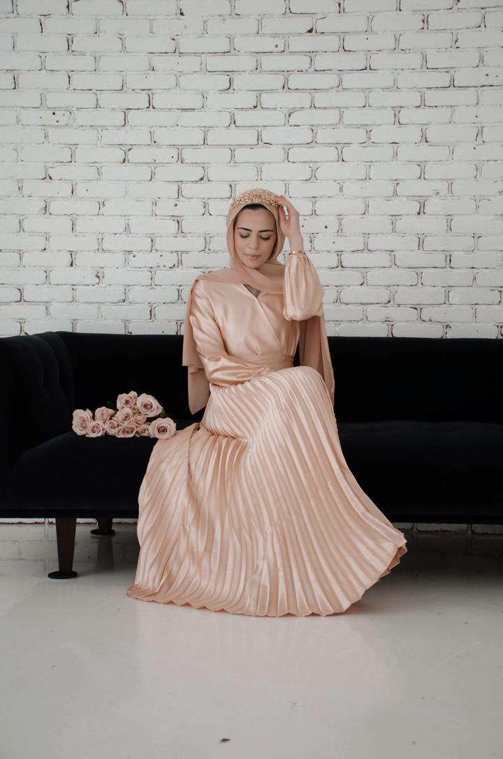 PRE-ORDER: Ayla Pleated Satin Gown - Sunlight Gold - Dresses - Niswa Fashion - Third Culture Boutique