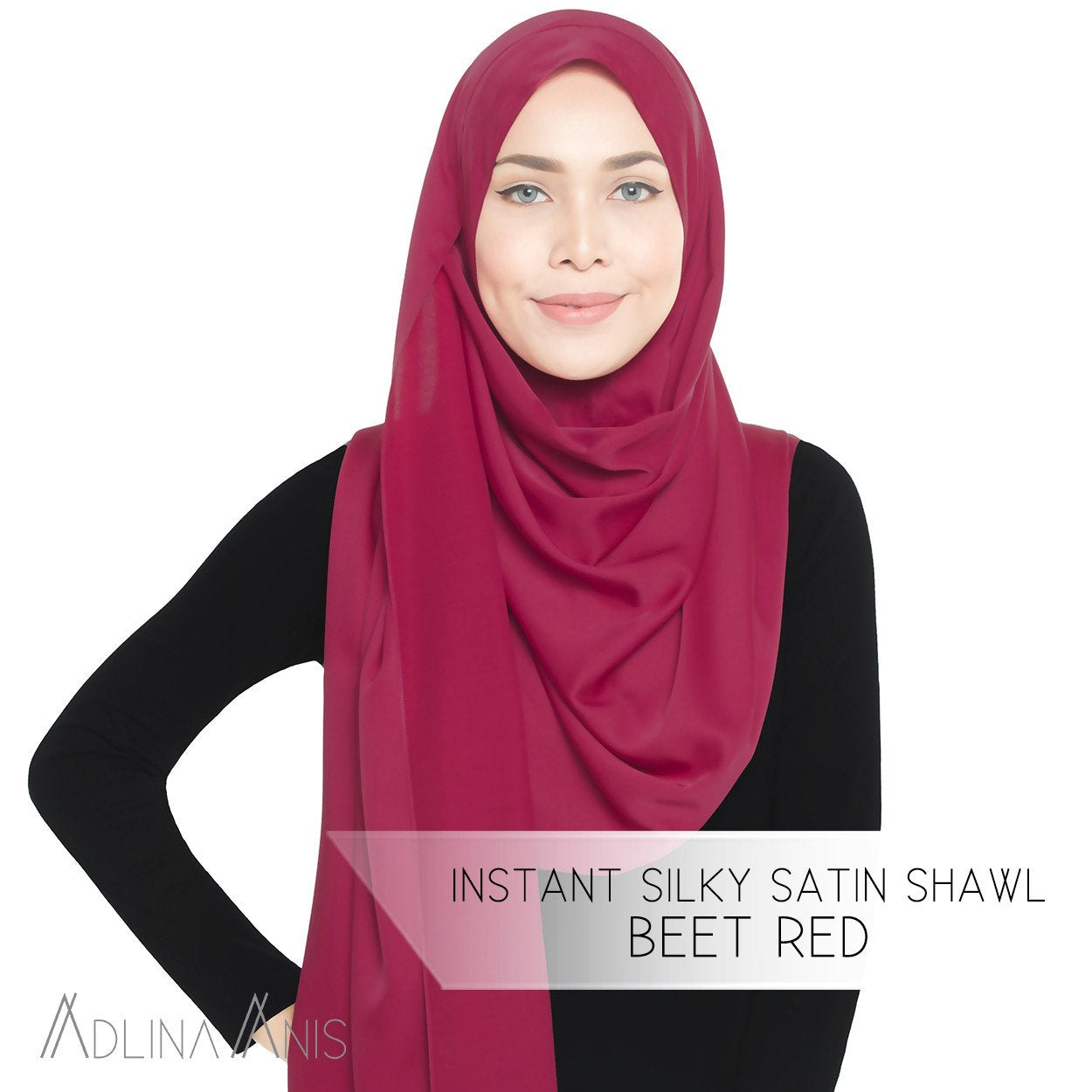 Instant Silky Satin Shawl - Beet Red - Instant Hijabs - Adlina Anis - Third Culture Boutique
