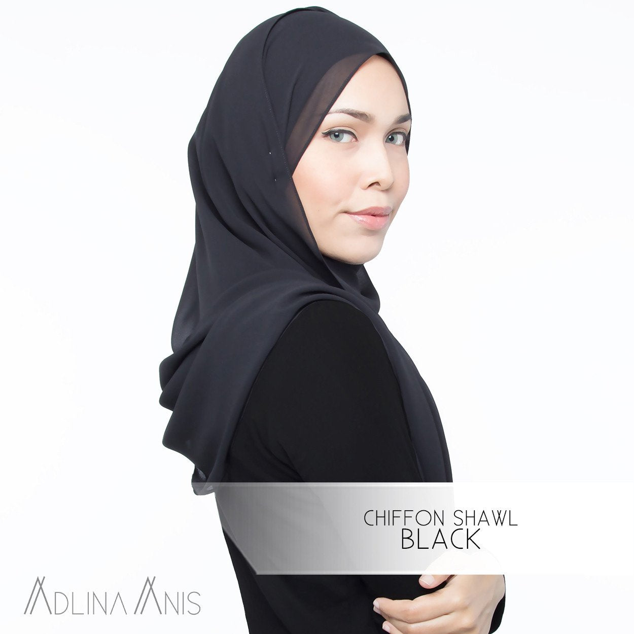 Chiffon Shawl - Black - Premium Chiffon - Adlina Anis - Third Culture Boutique