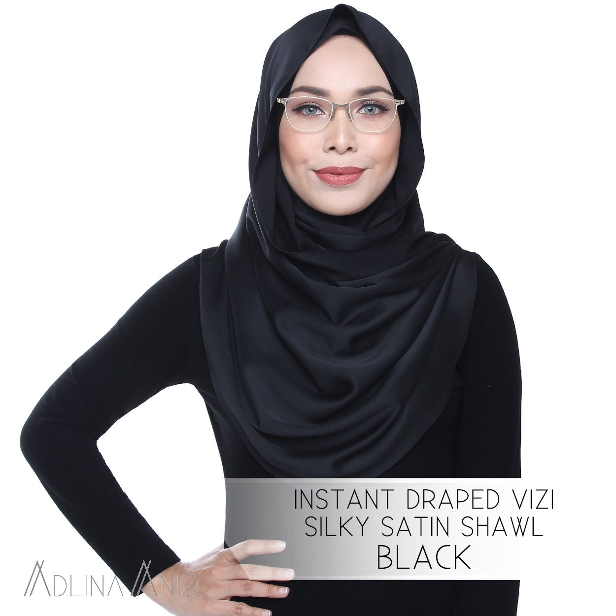 Instant Draped VIZI Silky Satin Shawl - Black - vizi - Adlina Anis - Third Culture Boutique