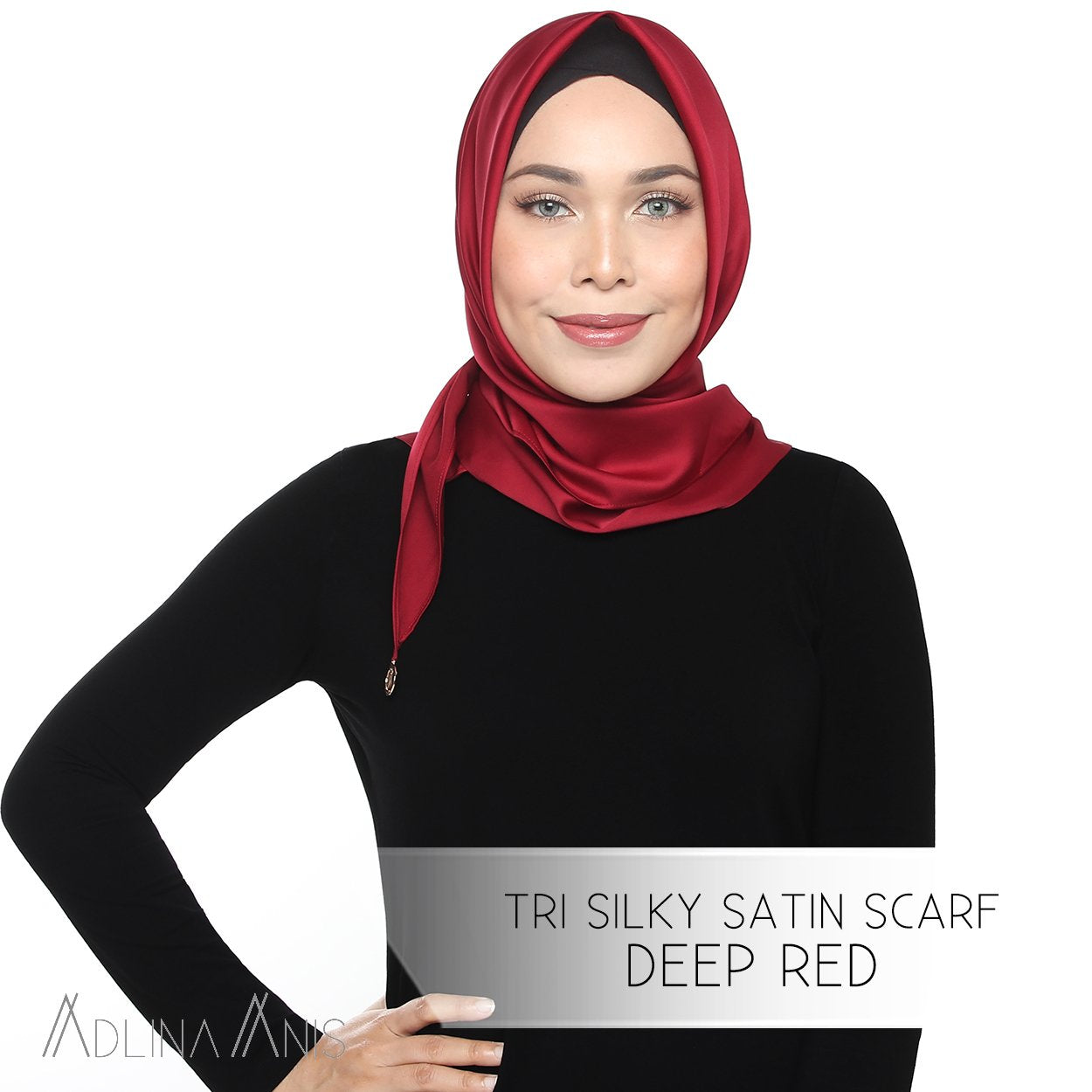 Tri Silky Satin Scarf - Deep Red - Tri scarves - Adlina Anis - Third Culture Boutique