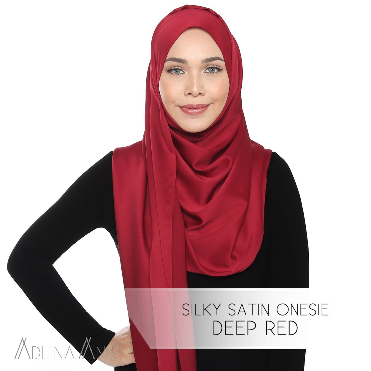 Silky Satin Onesie - Deep Red - Instant Hijabs - Adlina Anis - Third Culture Boutique