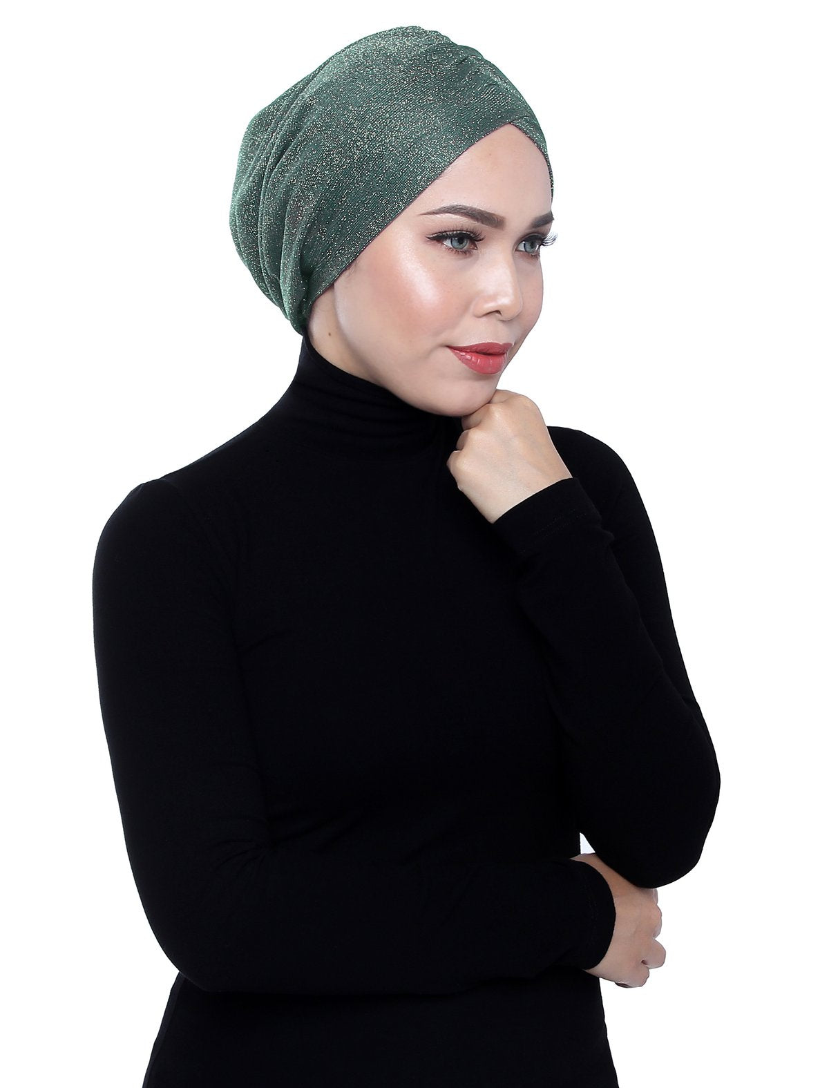 Gold Knit Turban - HEDGE GREEN - Third Culture Boutique