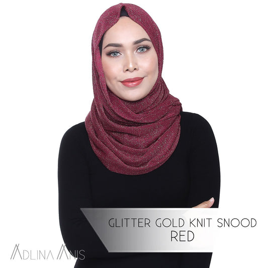 Glitter Gold Knit Snood - Red - Snoods - Adlina Anis - Third Culture Boutique