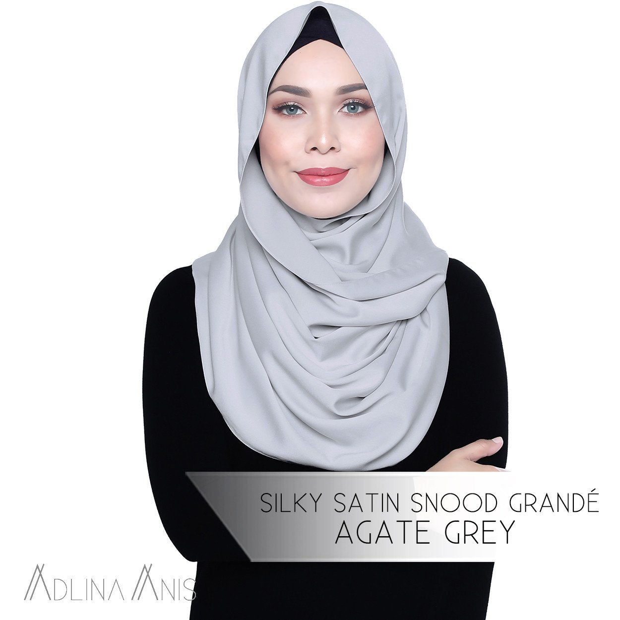 Silky Satin Snood Grande - Agate Grey - Snoods Grande - Adlina Anis - Third Culture Boutique