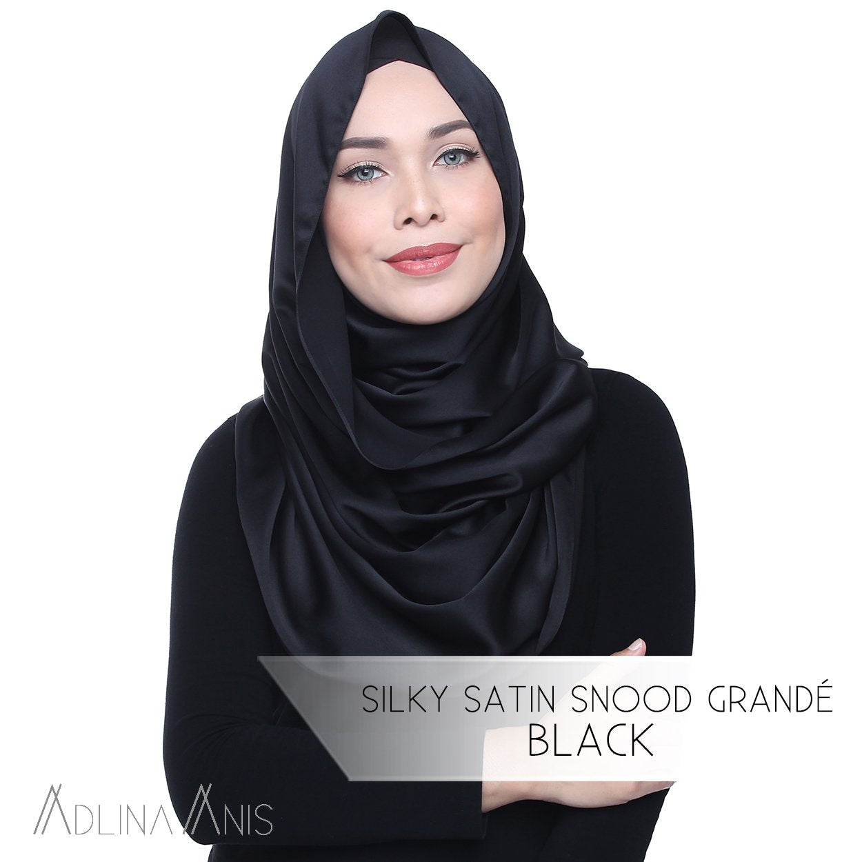 Silky Satin Snood Grande - Black - Snoods Grande - Adlina Anis - Third Culture Boutique