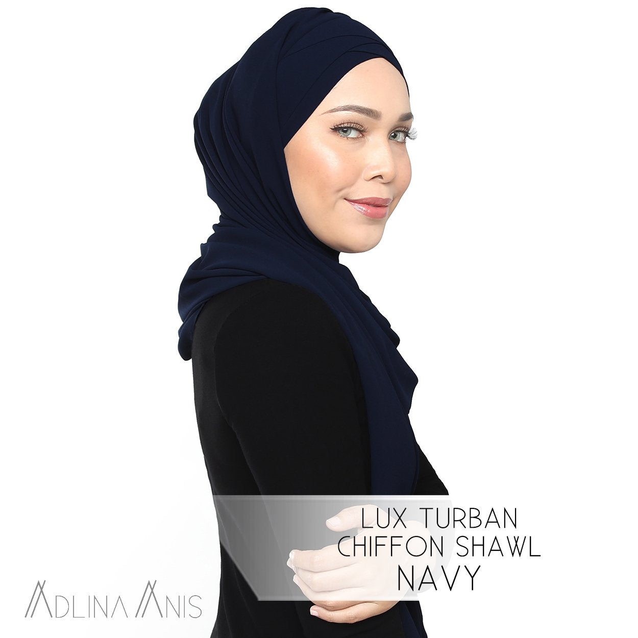 Lux Turban Chiffon Shawl - Navy - Lux Turban - Adlina Anis - Third Culture Boutique