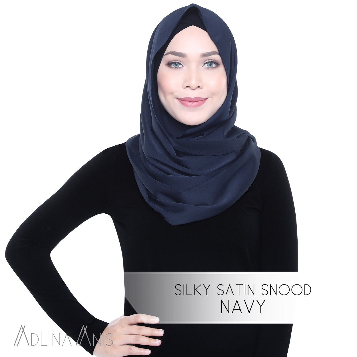 Silky Satin Snood - Navy - Snoods - Adlina Anis - Third Culture Boutique
