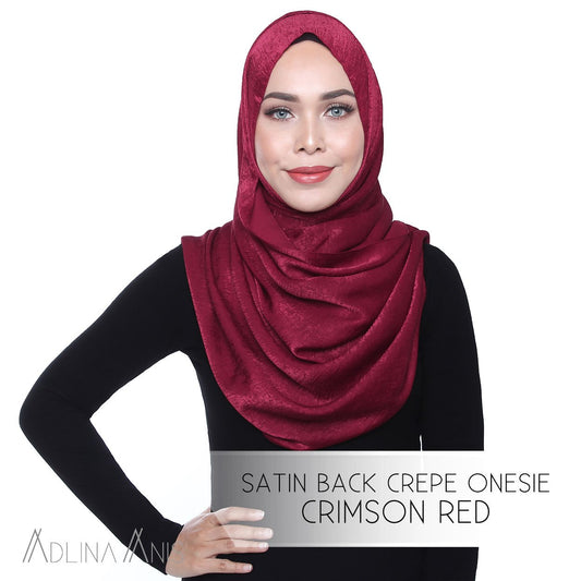Satin Back Crepe Onesie - Crimson Red - Instant Hijabs - Adlina Anis - Third Culture Boutique