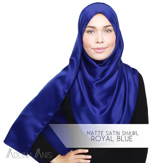 Matte Satin Shawl - Royal Blue - Satin - Adlina Anis - Third Culture Boutique