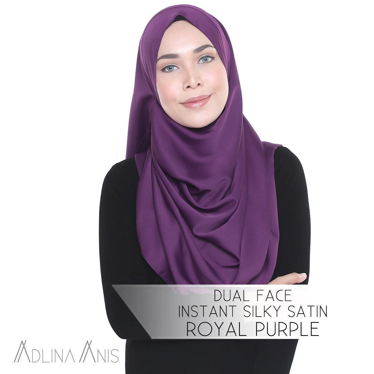 Dual Face Instant Silky Satin Shawl - Royal Purple - Instant Hijabs - Adlina Anis - Third Culture Boutique
