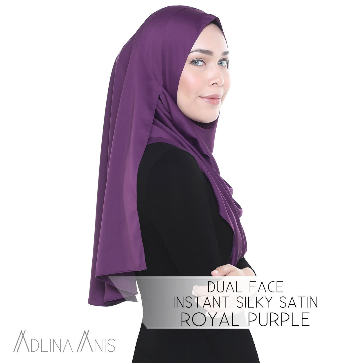 Dual Face Instant Silky Satin Shawl - Royal Purple - Instant Hijabs - Adlina Anis - Third Culture Boutique