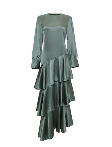 Seville Layered Satin Gown - Pale Jade