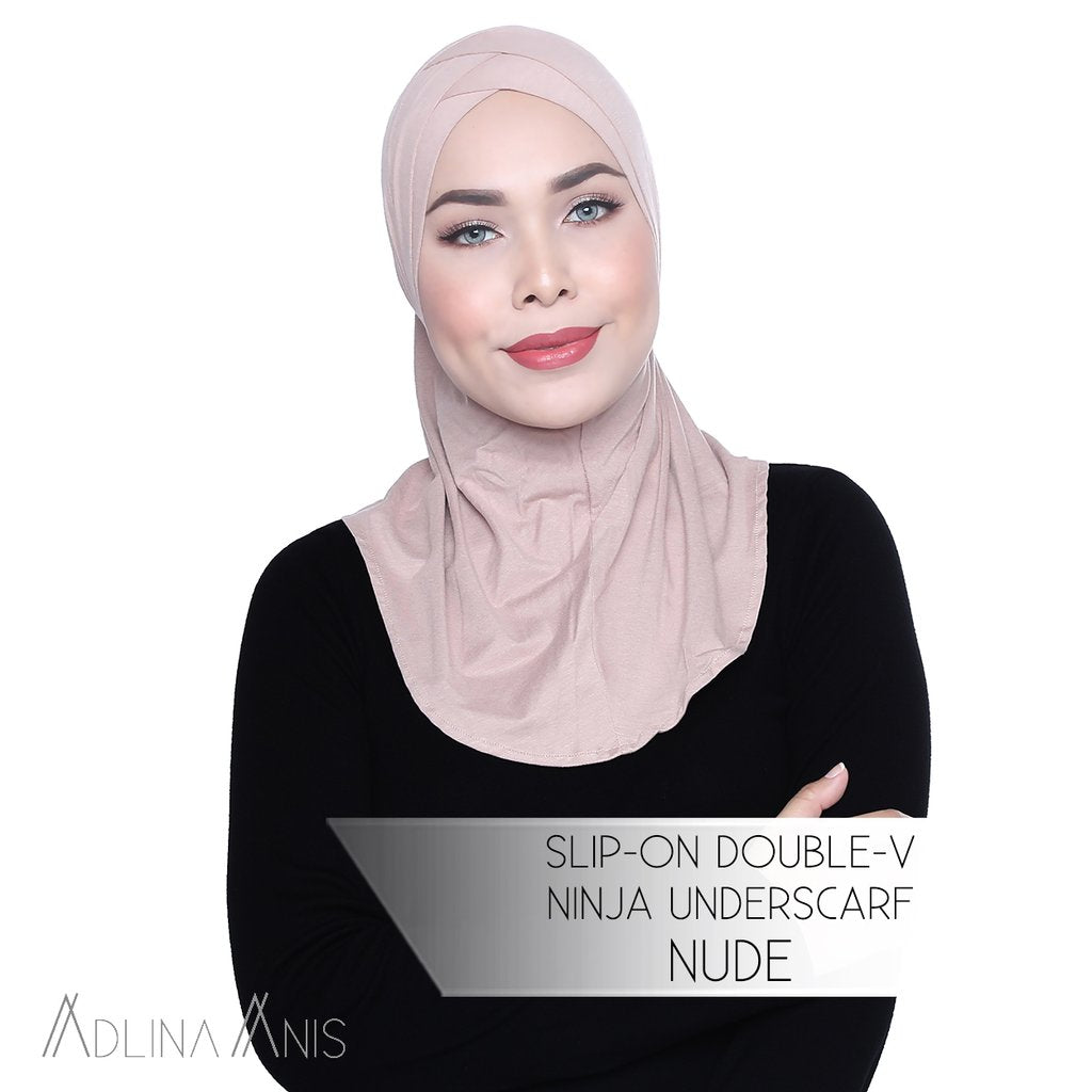 Slip-On Double-V Ninja Underscarf - Nude - underscarves - Adlina Anis - Third Culture Boutique