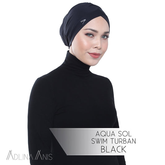 Aqua Sol Swim Turban - Black - Swimming caps - Adlina Anis - Third Culture Boutique
