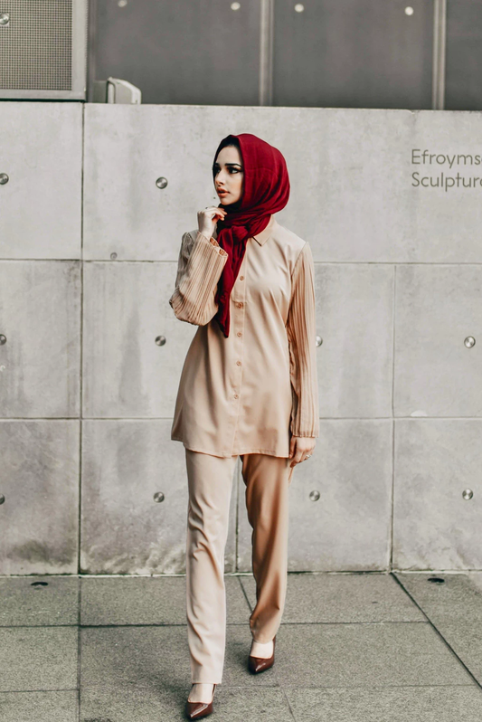 The Oxford Dress Set - Almond Breeze (M) - Suit Sets - Niswa Fashion - Third Culture Boutique