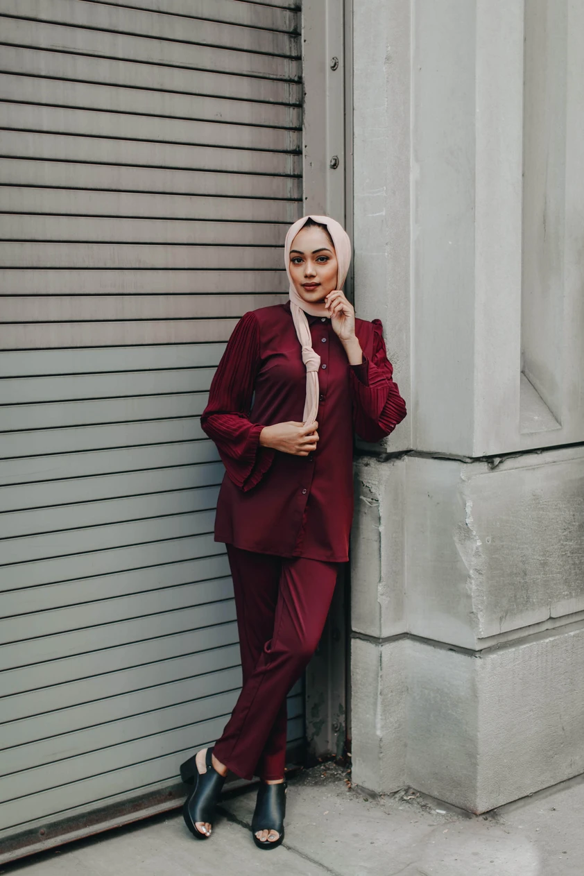 The Oxford Dress Set - Red Maple (L, XL, XXL) - Suit Sets - Niswa Fashion - Third Culture Boutique