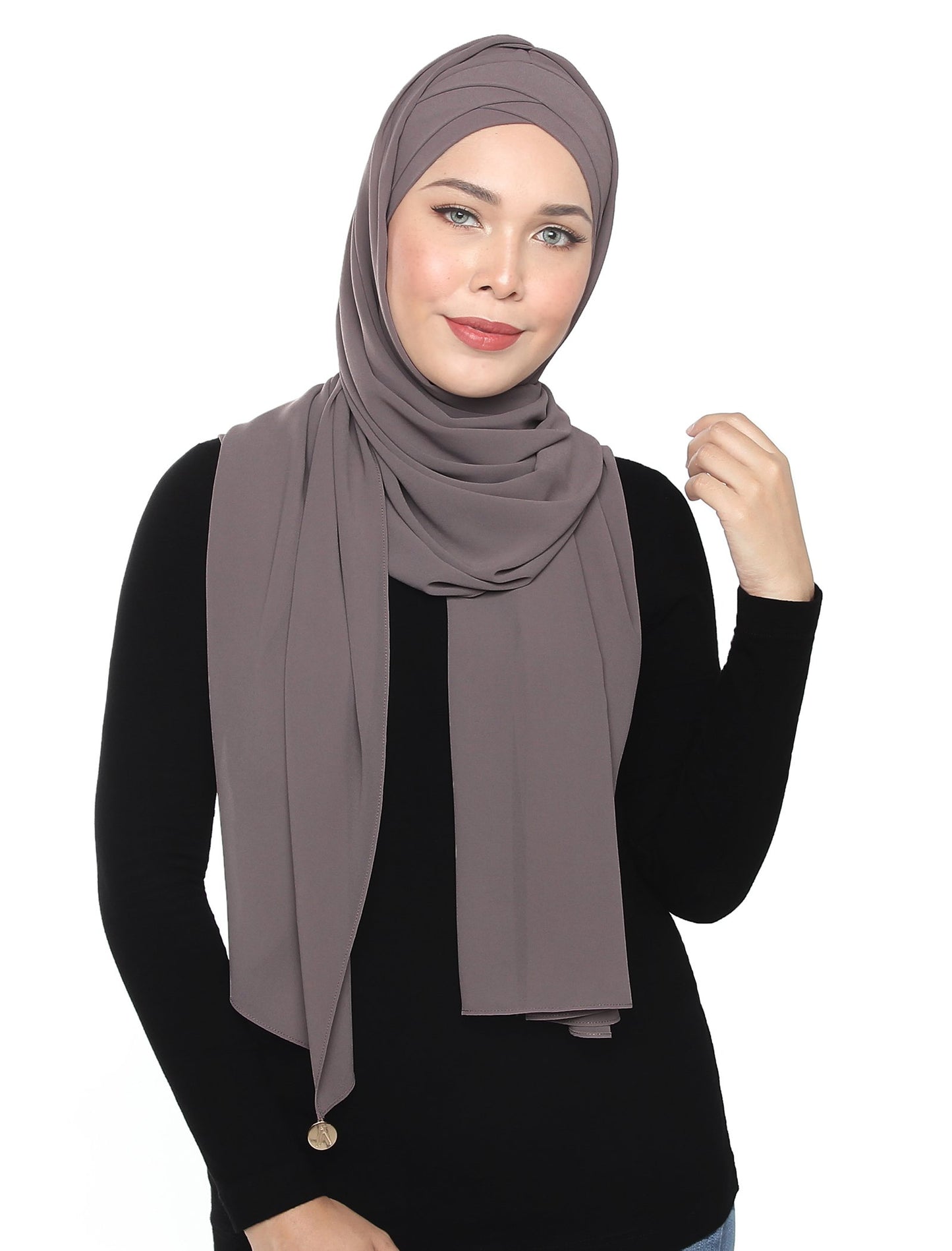 Lux Turban Chiffon Shawl - Thistle Grey - Third Culture Boutique