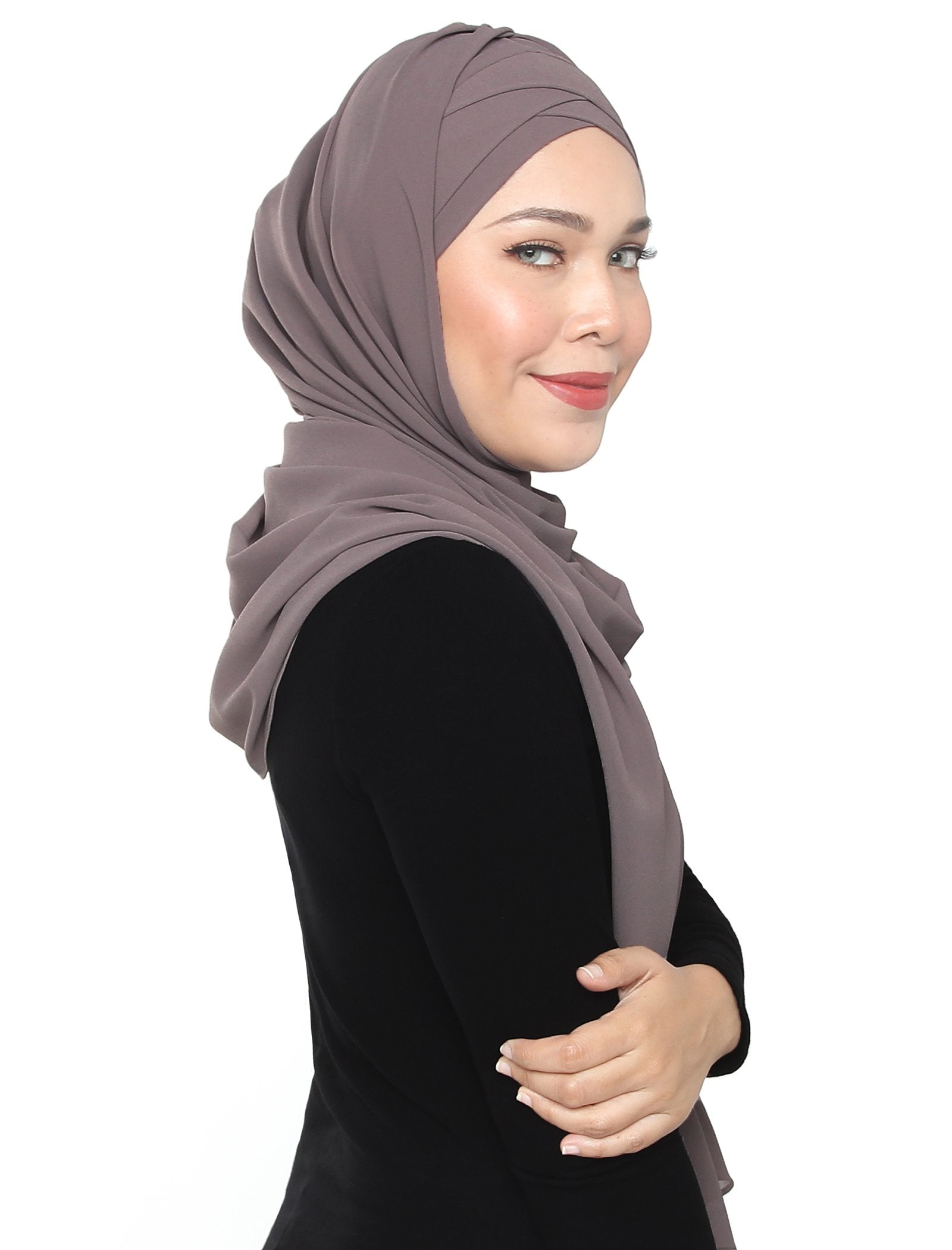 Lux Turban Chiffon Shawl - Thistle Grey - Third Culture Boutique