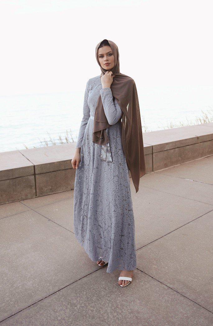 PRE-ORDER: Venetian Maxi Gown - Ocean Gray - Dresses - Niswa Fashion - Third Culture Boutique